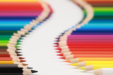 Image showing Crayons form an alley