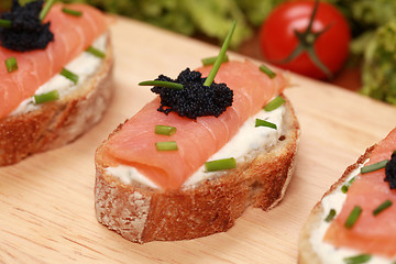 Image showing Fingerfood with smoked salmon