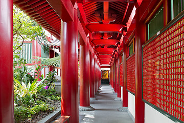 Image showing Chinese Buddhist Temple Outside Corridor 