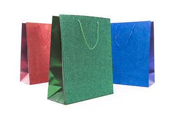Image showing Set of Three Multicolored Glitter Gift Bags