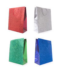 Image showing Set of Four Multicolored Glitter Gift Bags