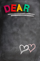 Image showing Word of Dear with hearts