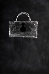 Image showing A Lock drawn with chalk