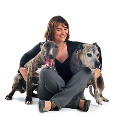 Image showing woman and dogs