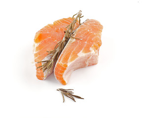 Image showing Raw Salmon Fish Fillet with rosemary ion
