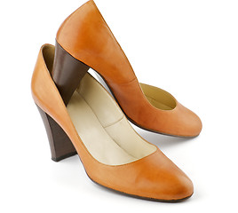 Image showing Ginger red color female shoes