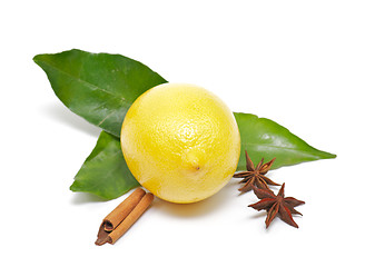 Image showing Lemon with cinnamon and anise