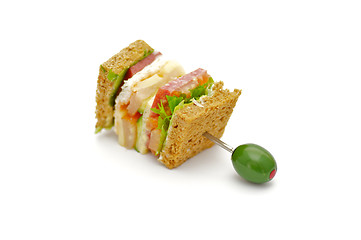 Image showing Snack of Classical BLT Club Sandwich 