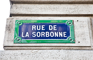 Image showing Paris - Sorbonne street sign