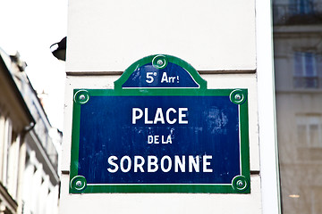 Image showing Paris - Sorbonne street sign