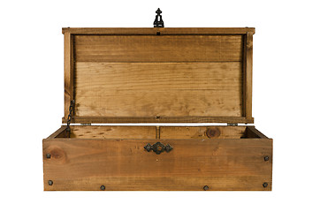 Image showing old wooden coffer open isolated