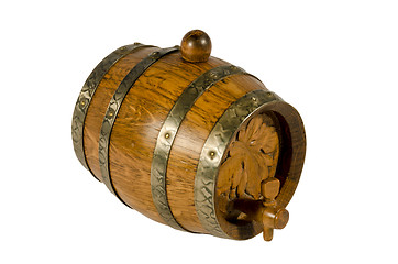 Image showing Old wooden wine barrel isolated