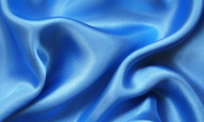 Image showing Smooth elegant blue silk as background