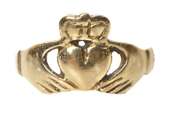 Image showing vintage traditional Claddagh ring isolated 