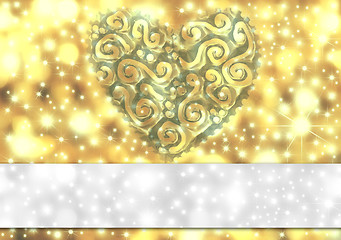 Image showing gold card with heart and stars