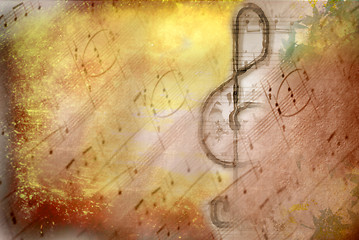 Image showing grunge treble clef musical poster 