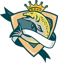 Image showing King Salmon Fish Jumping Shield