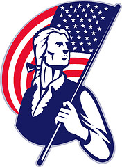 Image showing Patriot Minuteman With American Stars and Stripes Flag