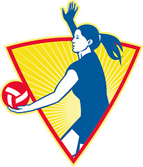 Image showing Volleyball Player Serve Ball Side