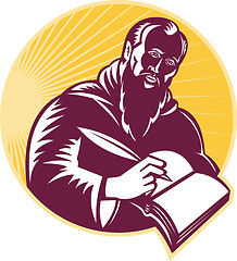 Image showing Saint Jerome Writing Scroll Retro Woodcut