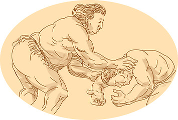 Image showing Japanese Sumo Wrestler Sketch