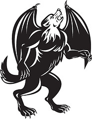 Image showing Kludde Black Wolf Dog With Bat Wings