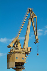 Image showing Yellow harbour crane