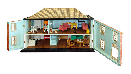 Image showing Antique Dollhouse with Doors Open