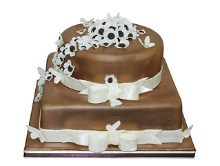 Image showing Chocolate Iced Cake with Flowers