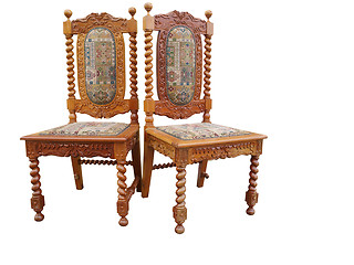 Image showing Two Antique Ornate Chairs