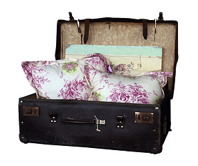 Image showing Old Suitcase with Cushions