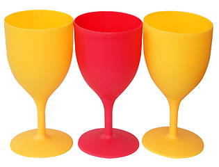 Image showing Three Plastic Stemmed Glasses