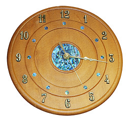 Image showing Wooden Clock with Paua Inlay