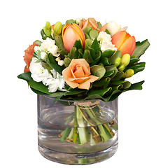 Image showing Bunch of Flowers in Glass Vase