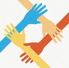 Image showing hands teamwork.  connecting concept. Vector illustration