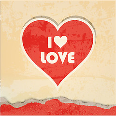 Image showing Red heart vector retro poster