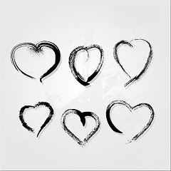 Image showing set of scribble hearts