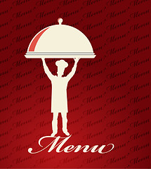 Image showing Restaurant menu design. With the silhouette  cook chef