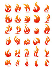 Image showing Fire flames on white background vector, set icons