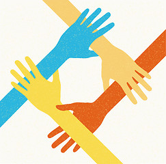 Image showing hands teamwork. connecting concept. Vector illustration