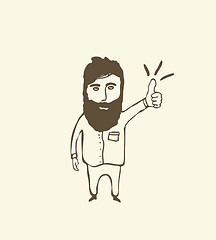 Image showing bearded  man showing thumb up