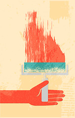 Image showing Hand with roller brush retro poster