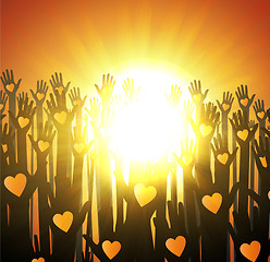 Image showing Loving hands design. sunset