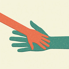 Image showing Helping hands. Adult Care about child. Vector illustration.