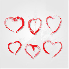Image showing set of scribble hearts with grungy texture