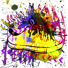 Image showing Stylish Sneakers. On grunge background
