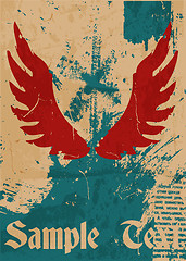 Image showing Abstract pattern for design. Retro Poster with wings