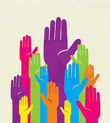 Image showing colorful up hand. concept of democracy