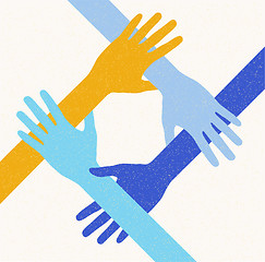 Image showing hands teamwork.  connecting concept. Vector illustration