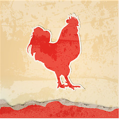 Image showing Red rooster retro poster